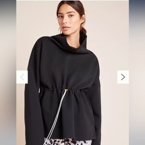 Varley Barton Sweatshirt Black Cowl Neck Drawstring SZ M - Flattering & Comfy!!!